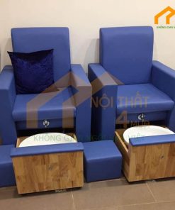 Mẫu ghế nail có hộc kéo bọc simili đẹp