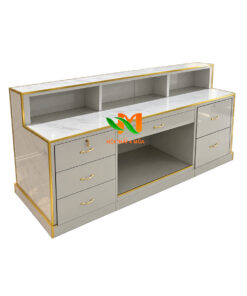 Bàn lễ tân 2m2 vân phối giả đá hiện đại