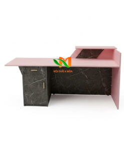 Quầy lễ tân vân đá phối màu hồng 1m4 - QLT24