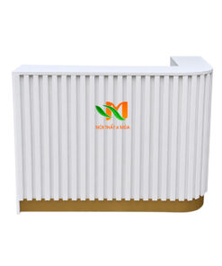 Bàn lễ tân bo cong 1m2 màu trắng - QLT25