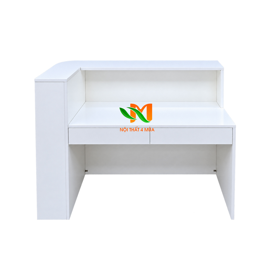 Bàn lễ tân bo cong 1m2 màu trắng - QLT25 Bàn lễ tân bo cong 1m2 màu trắng - QLT25