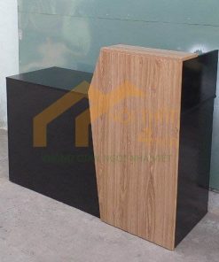 Mẫu quầy lễ tân vân đá phối gỗ