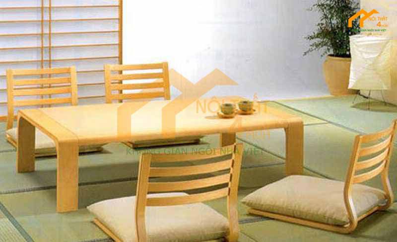 Bàn ăn gỗ sồi ngồi bệt