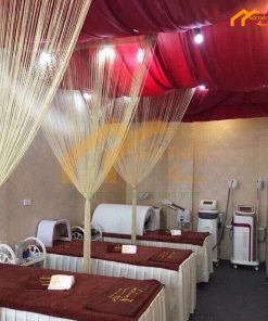 Thi công lắp đặt rèm kim tuyến cho spa