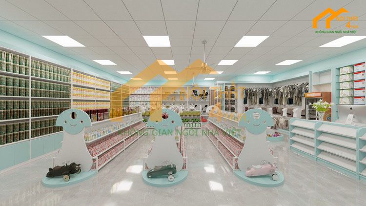 30+ Mẫu thiết kế shop mẹ và bé nhỏ đẹp và ấn tượng 24 Decor shop Mẹ và Bé phong cách hiện đại