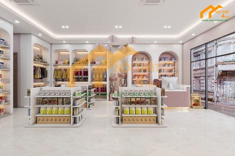 30+ Mẫu thiết kế shop mẹ và bé nhỏ đẹp và ấn tượng 28 Mẫu cửa hàng Mẹ và Bé phong cách tối giản