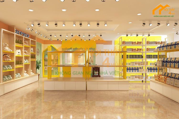 30+ Mẫu thiết kế shop mẹ và bé nhỏ đẹp và ấn tượng 27 Mẫu cửa hàng Mẹ và Bé phong cách tối giản