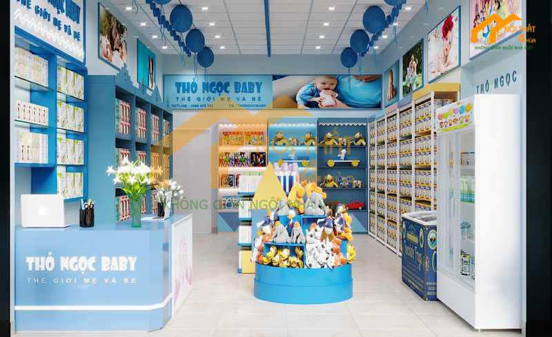 30+ Mẫu thiết kế shop mẹ và bé nhỏ đẹp và ấn tượng 34 Thiết kế shop Mẹ và Bé màu hồng đẹp