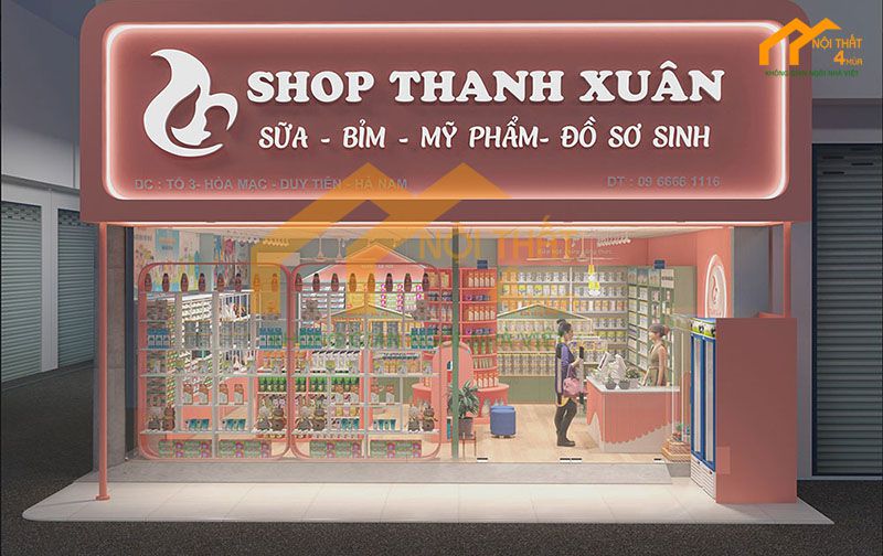 30+ Mẫu thiết kế shop mẹ và bé nhỏ đẹp và ấn tượng 31 Thiết kế shop Mẹ và Bé màu hồng đẹp