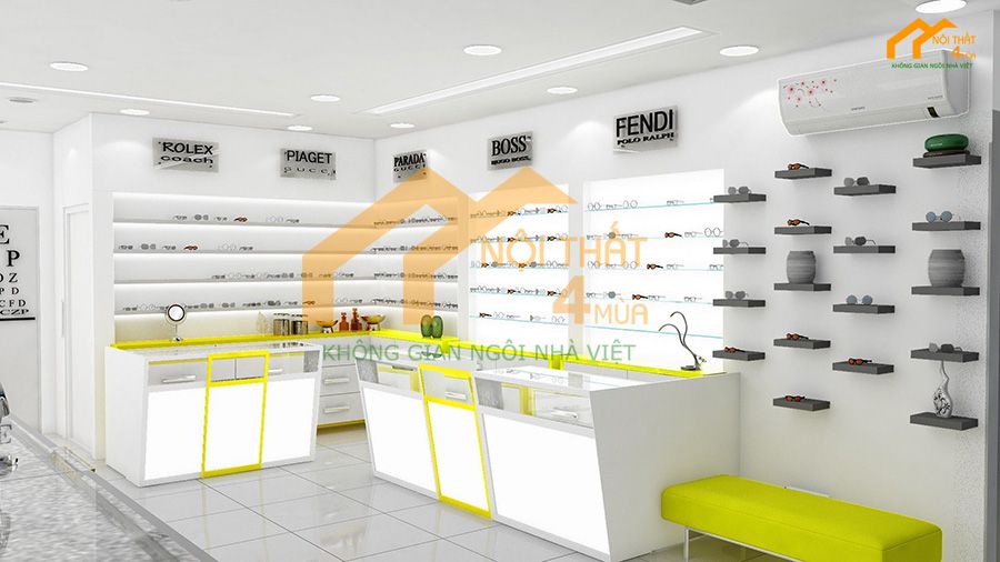 Mẫu thiết kế shop phụ kiện mắt kính trẻ trung, năng động