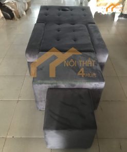 Mẫu ghế foot bọc nhung màu xám chuột