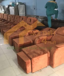 Mẫu ghế foot bọc nhung màu cam đất