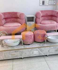 Bộ ghế nail màu hồng nữ tính