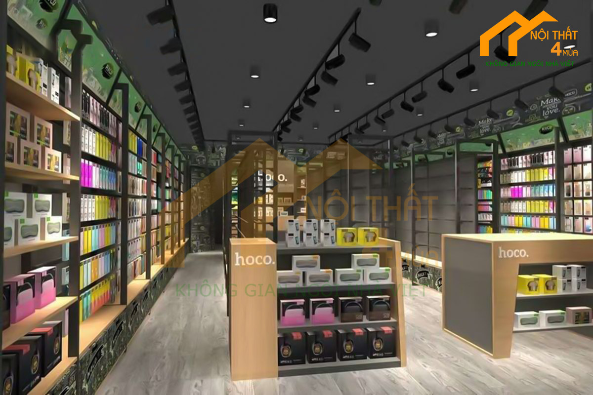 20+ Mẫu thiết kế cửa hàng phụ kiện điện thoại đẹp Hot 2025 8 cửa hàng phụ kiện điện thoại phong cách công nghiệp