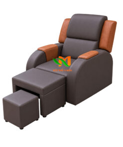 Mẫu ghế foot điện màu xám kết hợp cam bọc da