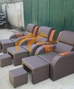 Mẫu ghế foot điện màu xám kết hợp cam bọc da