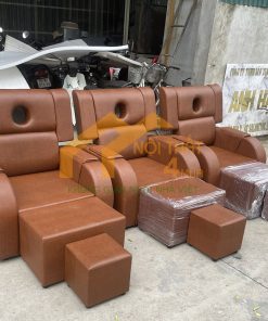 Ghế massage foot điện màu bò bọc simili