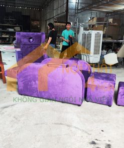 Ghế foot bọc nhung màu tím mộng mơ - GMF21 4 Mẫu ghế foot màu tím đẹp