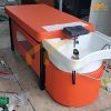 Giường gội chân sắt 2in1 bồn sứ cao cấp - GGCS10 1 Giường gội chân sắt màu cam