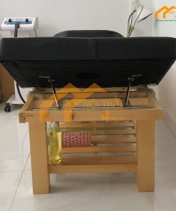 Giường spa gỗ thông có hộc nâng đầu