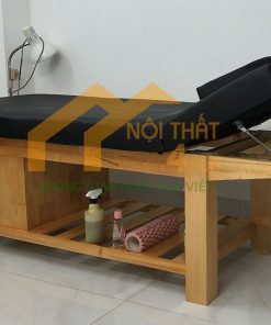 Giường spa gỗ thông có hộc nâng đầu