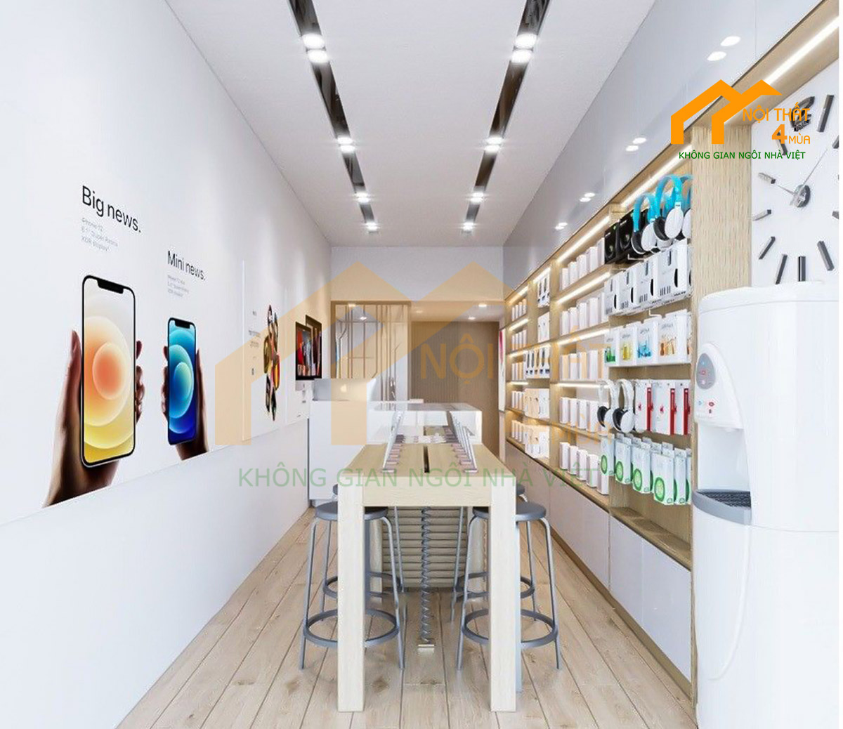 20+ Mẫu thiết kế cửa hàng phụ kiện điện thoại đẹp Hot 2025 7 mẫu kệ trưng bày thiết kế đơn giản
