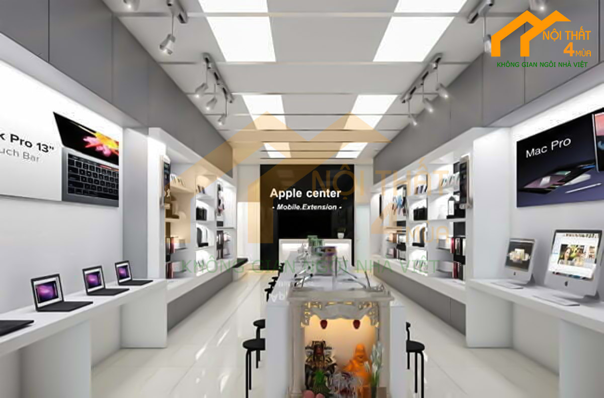 20+ Mẫu thiết kế cửa hàng phụ kiện điện thoại đẹp Hot 2025 4 nội thất showroom điện thoại cao cấp sang trọng