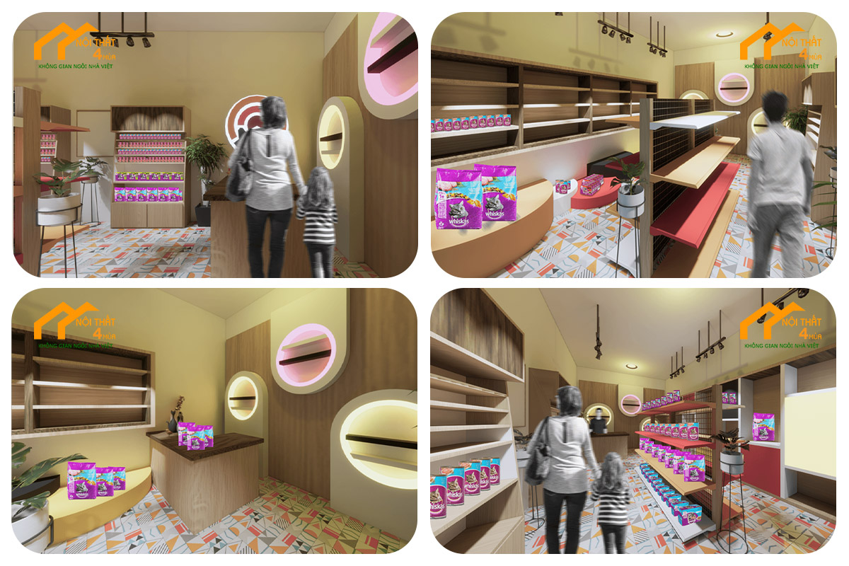 Thiết kế shop thú cưng theo xu hướng 2025 thu hút, ấn tượng 9 mẫu thiết kế pet shop đẹp và ấn tượng 1