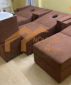 Bộ ghế foot massage body bọc nhung màu nâu - GMF52 3 ghế massage chân và body bọc nhung