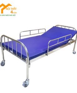 Giường bệnh nhân 1 tay quay Inox - GBN01 4 giường y tế inox nâng đầu