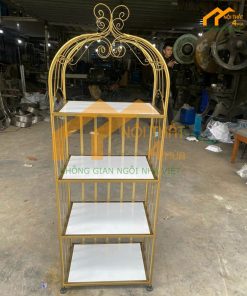 Kệ trưng bày 4 tầng bằng sắt mỹ nghệ - KTB01 4 Kệ trưng bày 4 tầng bằng sắt đẹp
