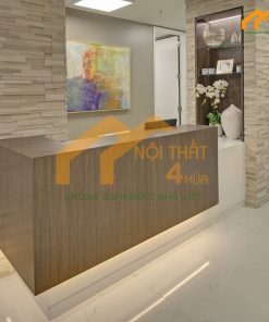 Quầy spa chữ L vân gỗ