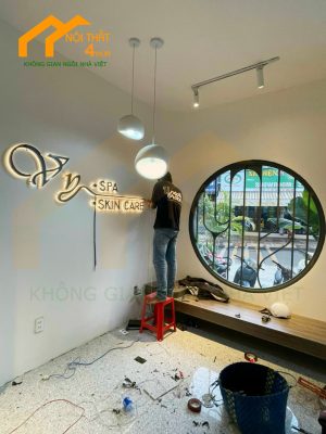 thi công trang trí spa Vy đơn giản đẹp