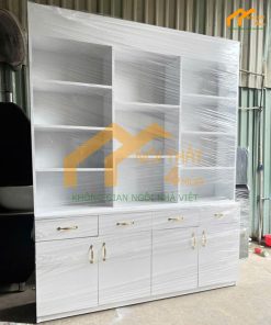 Tủ mỹ phẩm spa màu trắng hiện đại