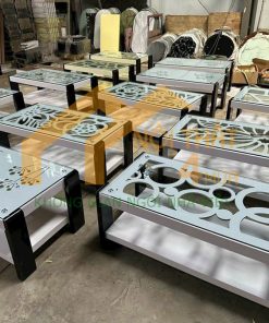 Bàn sofa mặt đá 2 ngăn kéo hiện đại - BSS06 4 Bàn sofa hình chữ nhật mặt đá