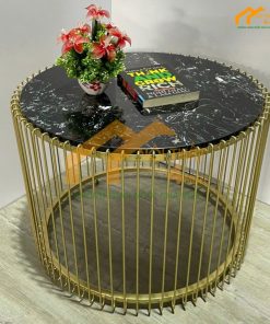 Bàn sofa spa mặt đá chân sắt sơn tĩnh điện