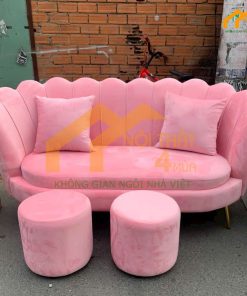 Bộ ghế sofa sò màu hồng đẹp
