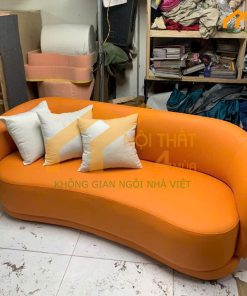 Bộ ghế sofa cong màu cam đẹp