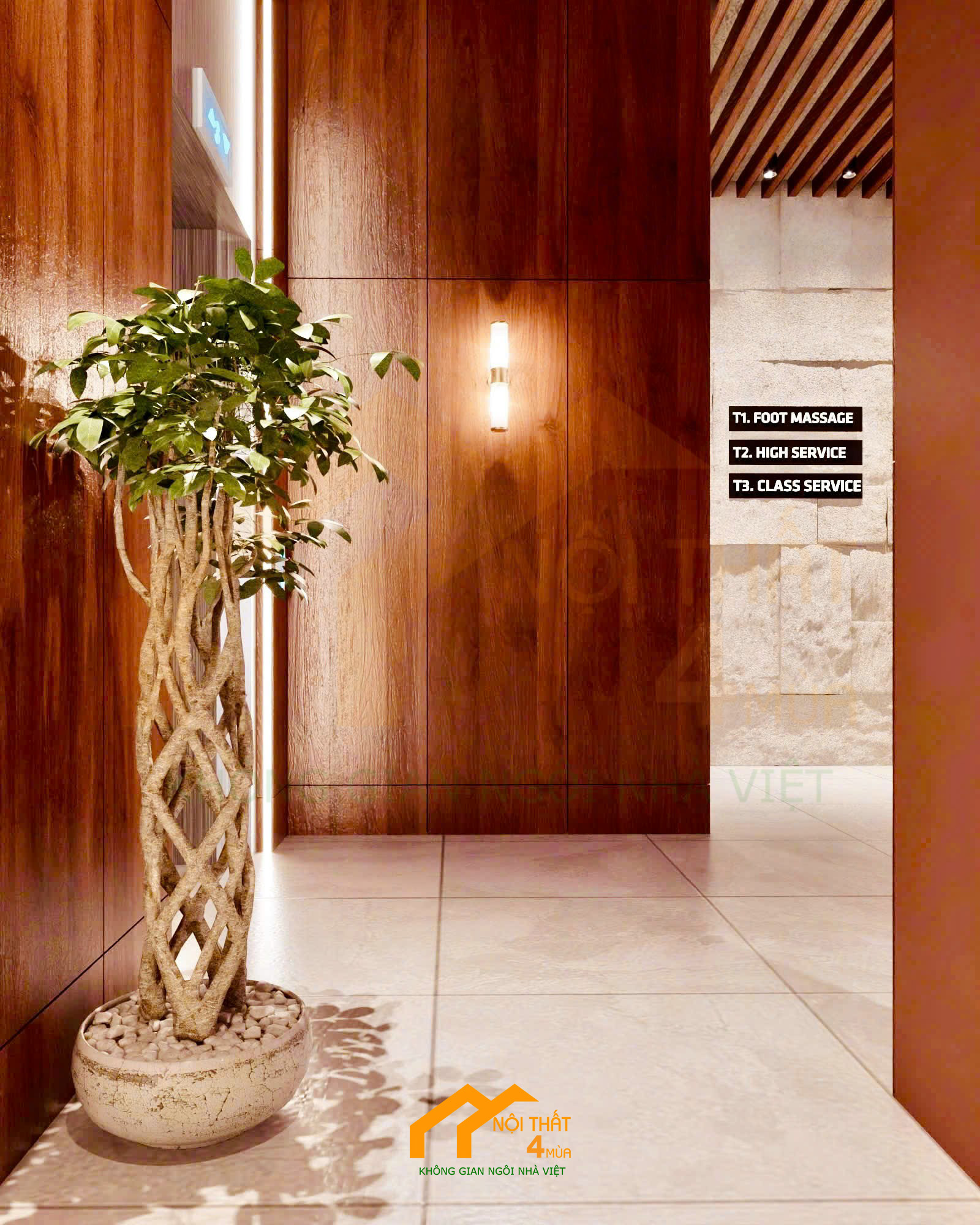 khu vực hành lang hội quán massage Kiều Trinh