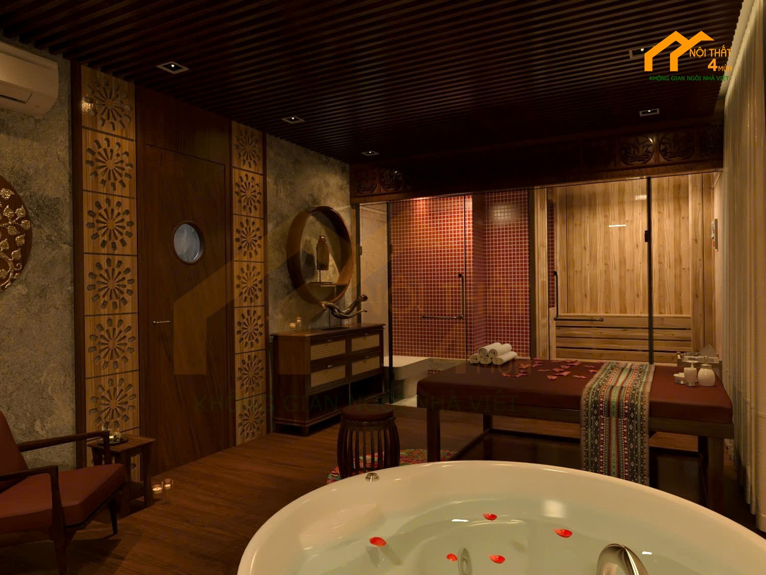 phòng massage xông hơi phong cách Ấn