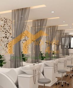 Rèm spa màu ghi vải voan đẹp