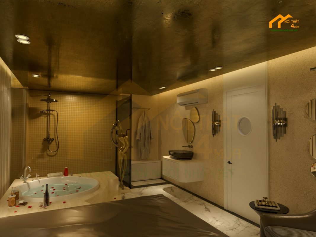 thiết kế thi công phòng xông hơi có bồn tắm cao cấp
