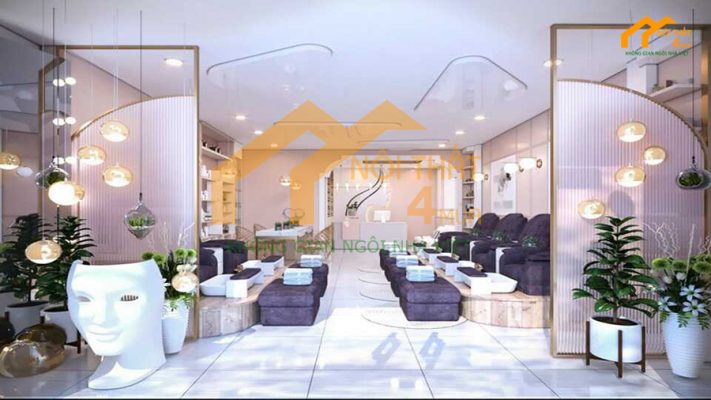 O Nail Spa - Phong cách hiện đại tại Bình Tân 3 Thiết kế tiệm nail màu tím đẹp