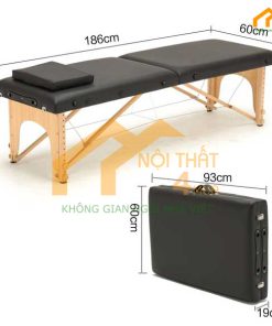Giường massage trị liệu gấp gọn dạng vali chân gỗ