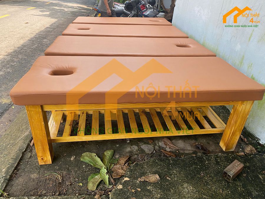 Giường spa chân gỗ