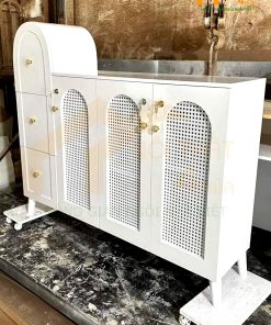 Tủ nail decor đan mây tre