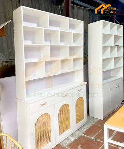 Tủ nail decor dan mây tre hiện đại TKN03