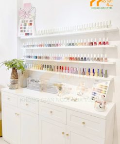 Bộ kệ tủ nail sơn trắng hiện đại