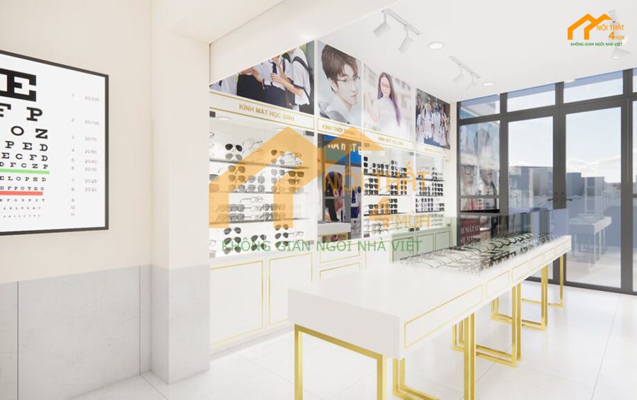 Thiết kế phòng khám mắt kết hợp cửa hàng mắt kính