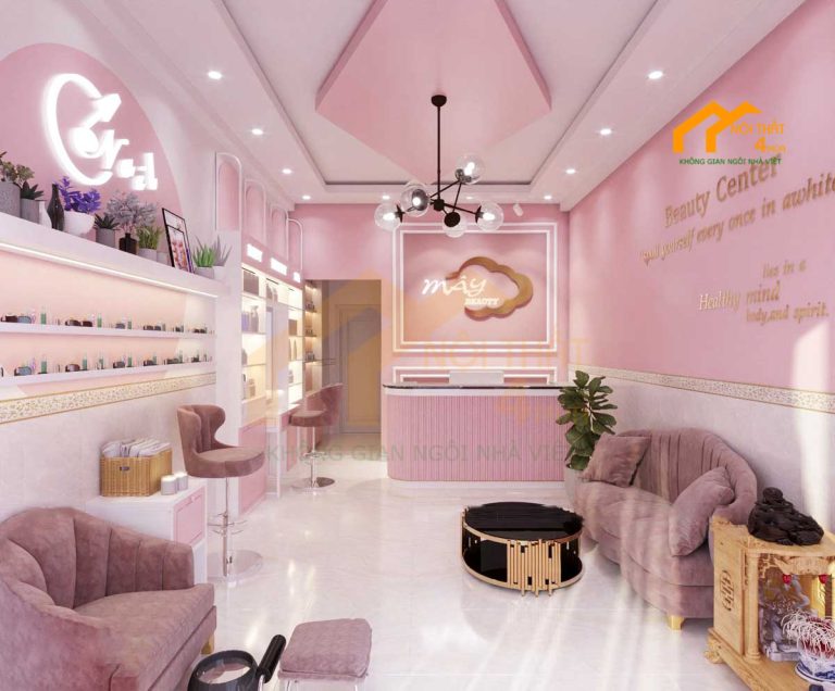 bản thiết kế spa màu hồng Mây beauty ở Bình Dương